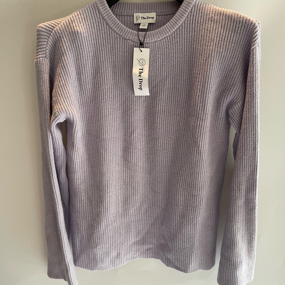 The Drop Women's Alice Crew-Neck Back-Slit Ribbed Pullover Sweater Dusty Purple